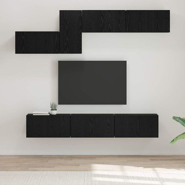 vidaXL TV-Schrankset 7 pcs Schwarz Eichen-Optik Holzwerkstoff 3393487