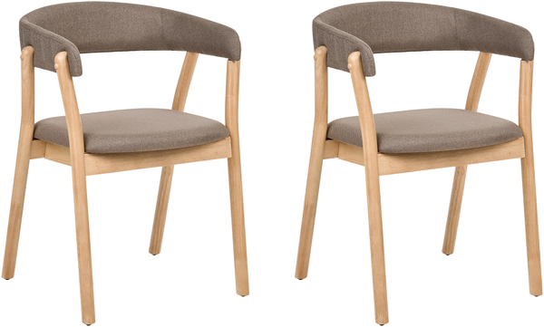 Esszimmerstuhl 2er Set MYLO Stoff Hellbraun Braun