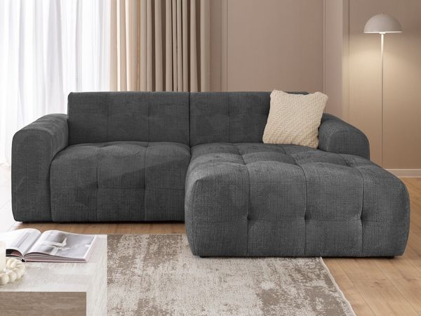 S-Style Möbel Ecksofa Kozy im Bumpy-Design mit fester Rückenlehne aus weichem Chenille-Stoff, mit Wellenfederung
