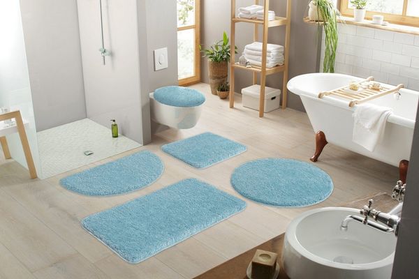 OTTO home Badematte Sanremo, Badvorleger, Badezimmer Teppich, sehr weich, Höhe 30 mm, rutschhemmend beschichtet, schnell trocknend, fußbodenheizungsgeeignet, Polyester, rechteckig, 3-tlg. Stand-WC Set, Badteppich, unifarben, rechteckig, rund & als 3-tl...