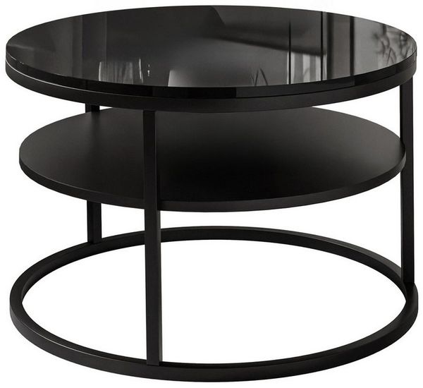Lookway Couchtisch CIRI SLIM Hochglanz mit Ablage (1 Tische), Durchmesser: ⌀60 cm
