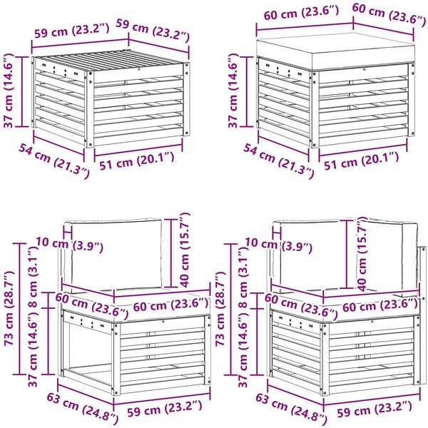 vidaXL Outdoor-Sofagarnitur 7 pcs Weiß und Anthrazit Polyester 3392142 Bild 9