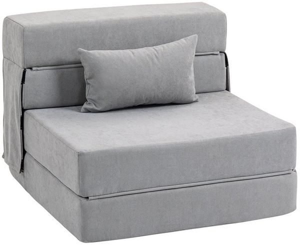 HOMCOM Schlafsofa klappbares Schlafsofa mit Bettfunktion, Lendenkissen, Sofa 1 Teile, Schlafsessel mit Bettfunktion