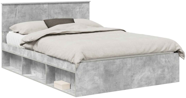 vidaXL Bettrahmen mit Kopfteil Beton Grau 150x200 cm Holzwerkstoff 3407862