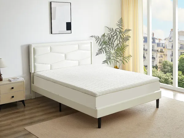 Vente-unique - RAMA Topper Stoff Weiß - B 190 cm x H 5 cm x L 140 cm