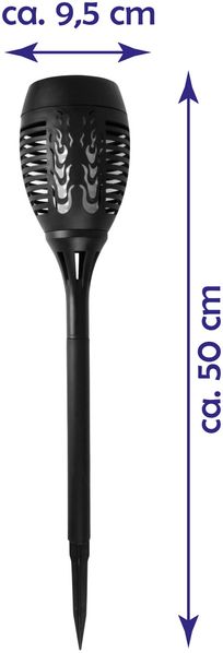 LED - Gartenfackel Solar ( ca. 50cm hoch ) LED-Lampe 1,2V 300mAh Akku, inkl. Erdspieß, Solarlampe Flammenlicht Bild 2