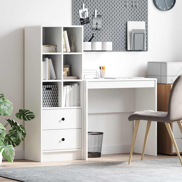 vidaXL Schreibtisch mit Schubladen mit Regal mit Speicher 2 pcs Weiß 3337313
