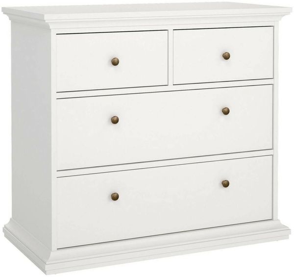 Dmora Kommode Arika, Mehrzweckkommode, Schlafzimmerkommode, Schrank mit Schubladen, 96x49 h87 cm, Weiß