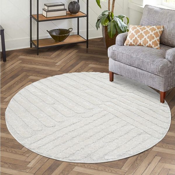 Carpet City Hochflor-Teppich FOCUS749, rund, Höhe: 20 mm, Boho-Teppich, Hochtief-Muster/ 3D-Effekt, für Wohnzimmer, Schlafzimmer