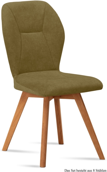 Esszimmerstuhl (8er-Set) Donia 51x92x60 Eiche geölt/Olivgrün