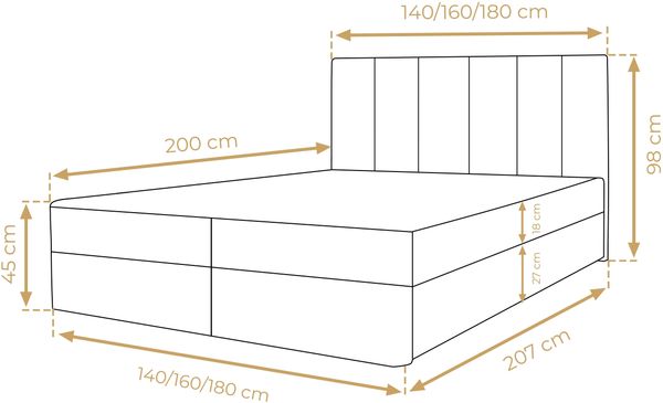 AX LIVING Boxbett Merea Boxspringbett Braun mit Bettkasten 160x200 cm Bild 4