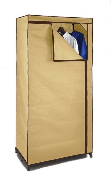 Spetebo Stoffschrank Stoff Kleiderschrank mit Stange 160x75cm - beige (Stück, 1-St, Staubsicherer Reißverschluss für sicheren Verschluss) einfache Montage mit wenigen Handgriffen