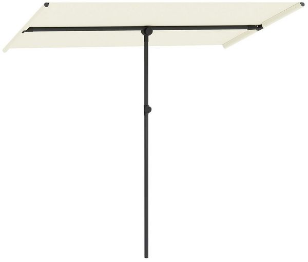 Outsunny Sonnenschirm 180 Grad drehbar, mit Aluminium-Mast, LxB: 205x150 cm, höhenverstellbar Gartenschirm, Marktschirm, für Balkon, 150x205cm Beige