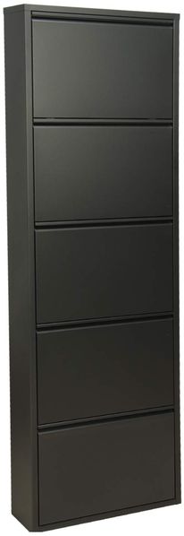 DRW Schuhschrank aus Metall mit 5 Schubladen, dunkelgrau, 170 x 50 x 15 cm
