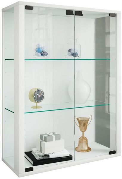VCM Wandvitrine Udina 904125 Weiß H. 80 x B. 60 x T. 25 cm