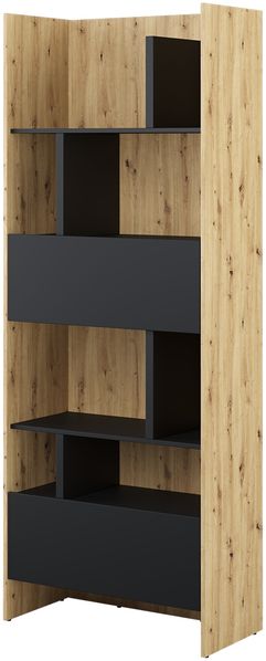 MEBLINI Schrank für Schrankbett Bed Concept - Hochschrank mit Regalen, Fächern und Schublade - BC-22 - Artisan Eiche/Schwarz