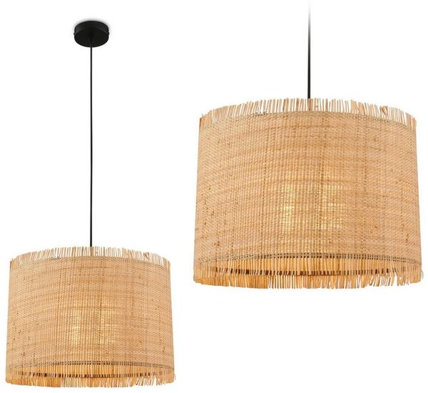 Briloner Leuchten LED Pendelleuchte Hängelampe Natur Stroh Bast 1-&3-flammig 485X, ohne Leuchtmittel, Abhängig vom Leuchtmittel, Hängelampe Natur max. 10W Esszimmer Wohnzimmer Küche