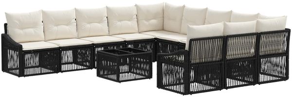 vidaXL Gartensofa-set 12 pcs Schwarz Poly-Rattan 3436147