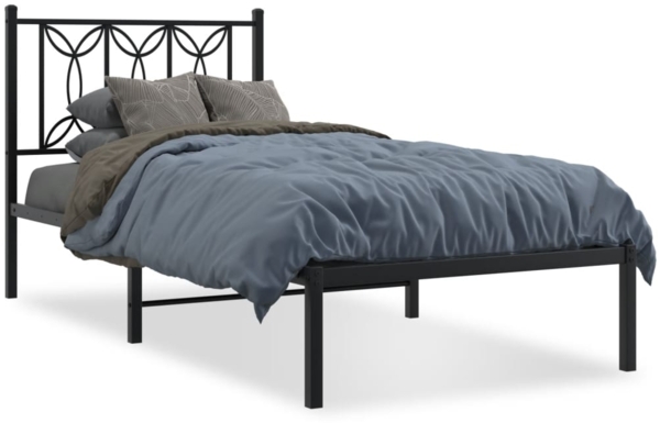 vidaXL Bettgestell mit Kopfteil Metall Schwarz 75x190 cm 376118