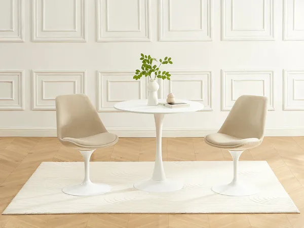 Vente-unique - XAFY Stuhl Stoff BeigeWeiß - B 61,5 cm x H 79,5 cm x L 48 cm