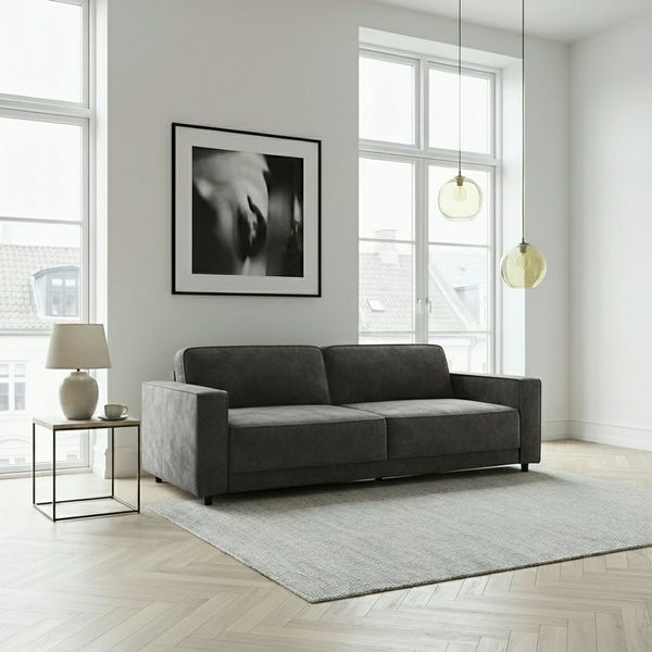 Dorel Home 3-Sitzer Allie Schlafsofa 225 cm, Bett-Funktion (108/190cm), trendiger Cord o. pflegeleichter Velours
