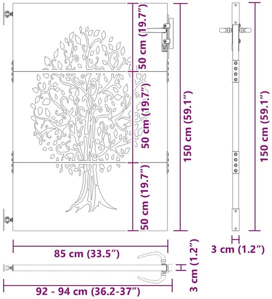 vidaXL Gartentor Schwarz 85 x 150 cm Pulverbeschichteter Stahl 42015861 Bild 10
