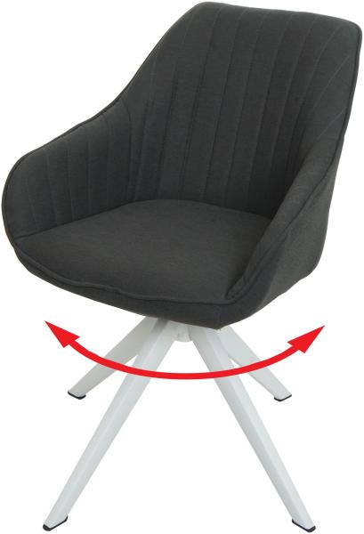 Esszimmerstuhl HWC-K27, Küchenstuhl Stuhl mit Armlehne, drehbar Stoff/Textil ~ dunkelgrau