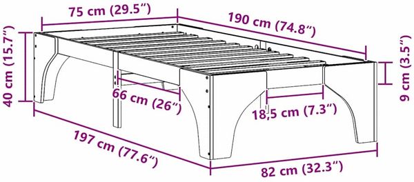 vidaXL Bettrahmen Weiß 75 x 190 cm Massives Kiefernholz 873014 Bild 10