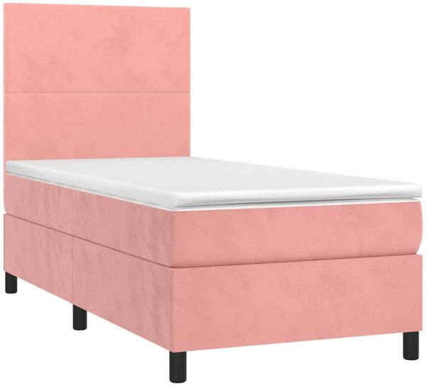vidaXL Boxspringbett mit Matratze & LED Rosa 100x200 cm Samt 3135992 Bild 3
