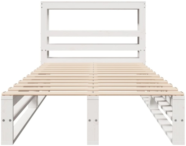 vidaXL Massivholzbett ohne Matratze Weiß 90x200 cm Kiefernholz 3306487 Bild 3