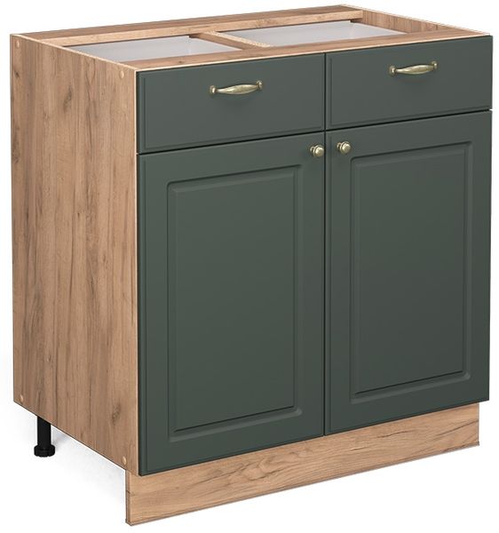 Küchenunterschrank Fame-Line Grün-Gold Landhaus 80 cm ohne Arbeitsplatte Vicco