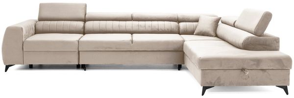 Muffo Ecksofa Piero maxi, mit Schlaffunktion und Bettkasten, Verstellbare Kopfstützen