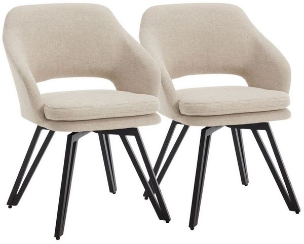 WAHSON OFFICE CHAIRS Esszimmerstuhl 2er Set Leinen/Chenille-Esszimmerstühle mit Rückenlehne