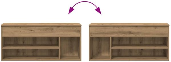 vidaXL Schuhbank Artisan-Eiche 102x30,5x45 cm Holzwerkstoff 859144 Bild 7