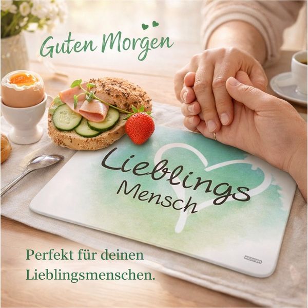 Gravidus Frühstücksbrett Frühstücksbrettchen Melamin mit Gummifüßen Motiv Lieblingsmensch, Melamin