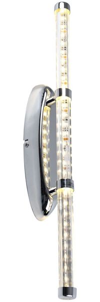 LED Wandleuchte, Röhrenförmig, Chrom, klar, H 50 cm