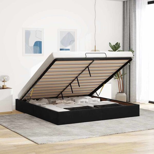 vidaXL Ottoman-Bett ohne Matratze Schwarz 160x200 cm Samt 3310975