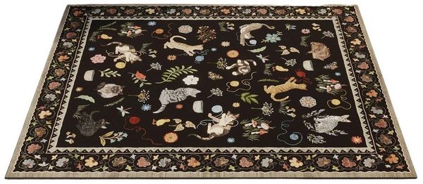 Agger Fußmatte Innen Boho – Rutschfester Türvorleger mit Blumen & Katzenmotiv, Flachflor Teppich für Eingang, Küche & Flur