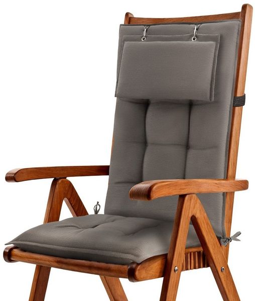 Beautissu Hochlehnerauflage 2er Set Sun-HL Hochlehner Auflage 120x50x8cm Taupe, 8cm dick, rutschfest & robust – Befestigungsbänder, UV-Lichtechtheit 5