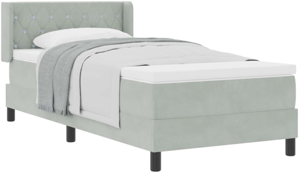 vidaXL Boxspringbett mit Matratze Hellgrau 190 x 90 cm Polyester 3341390