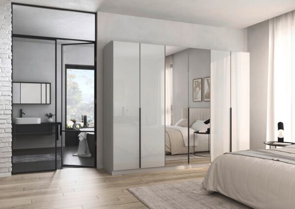 OTTO home Drehtürenschrank Kleiderschrank Kleiderschränke Schrank Garderobe AGORDO mit Glasfront (in zwei Griff-Farben, Breiten 91-405 cm) durchdachte Innenausstattung, in 8 Breiten und 2 Höhen MADE IN GERMANY