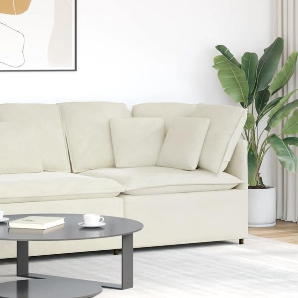 vidaXL Modulares Sofa Eckmodul mit Kissen Creme 100 cm 4104466