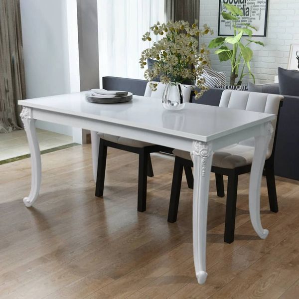 vidaXL Esstisch 116 x 66 x 76 cm Hochglanz Weiß 243383