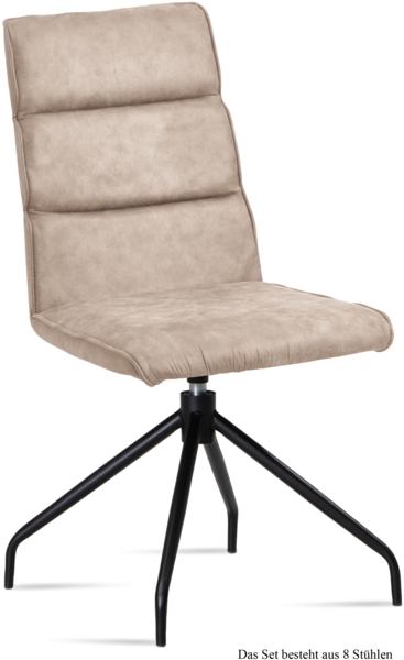 Esszimmerstuhl drehbar (8er-Set) Domini 47 x 92 x 60 Schwarz/Natur