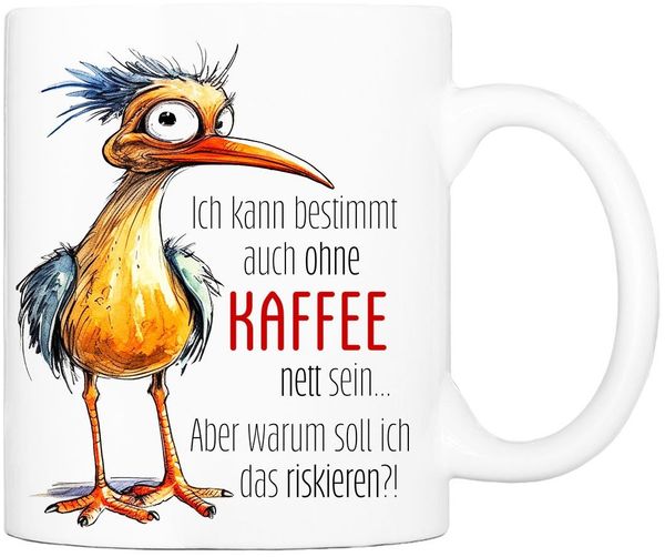 Cadouri Tasse mit Spruch NETT SEIN Kaffeetasse Büro Arbeit, Geschenk, Keramik, Kaffeebecher, Geschenkidee Arbeitskollege, lustig, Humor, 330 ml