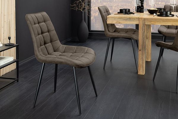 riess-ambiente Esszimmerstuhl ROADSTAR taupe / schwarz - Microfaser, Metallbeine, Ziersteppung (Einzelartikel, 1 St), gepolsterter Stuhl - ideal für Küche, Esszimmer, Wohnzimmer & Büro