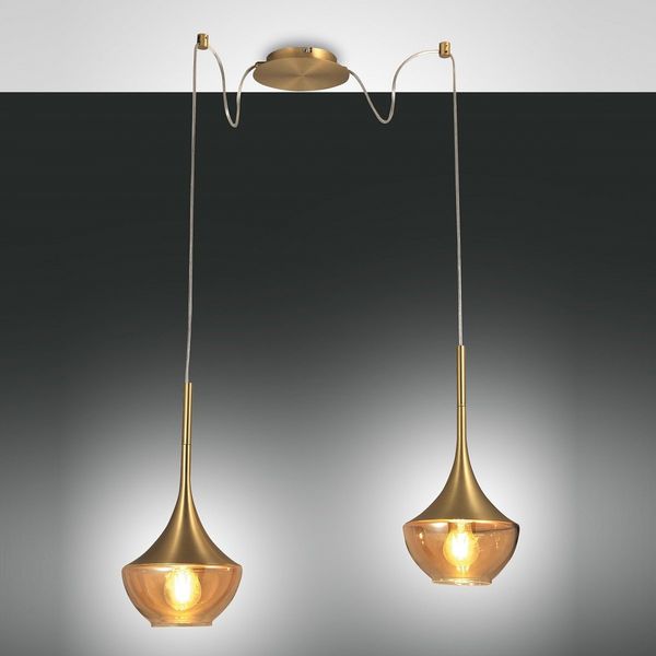 FABAS LUCE No. 3623-42-119 Pendelleuchte Apollo Messing satiniert 2-flammig E27