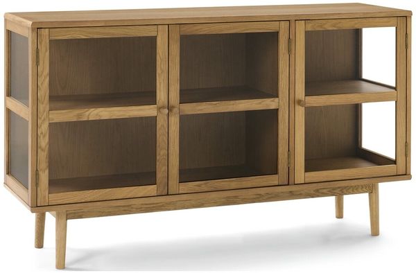 Sideboard Gobens Eiche Natur 137 cm - 3-türiges Glas-Sideboard, FSC-zertifiziert
