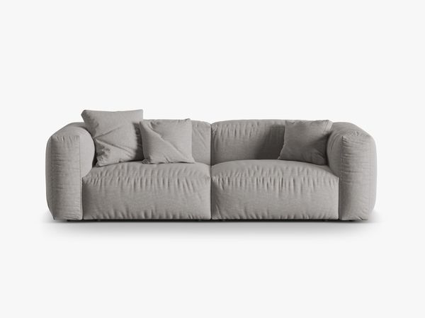 Micadoni Sofa Martina 3-Sitzer Strukturierter Stoff Hellgrau