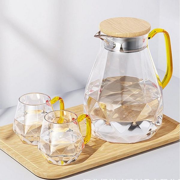 FELIXLEO Karaffe Karaffe aus Borosilikatglas mit Deckel und Ausgießer-2L Glass Jug, (1-tlg)